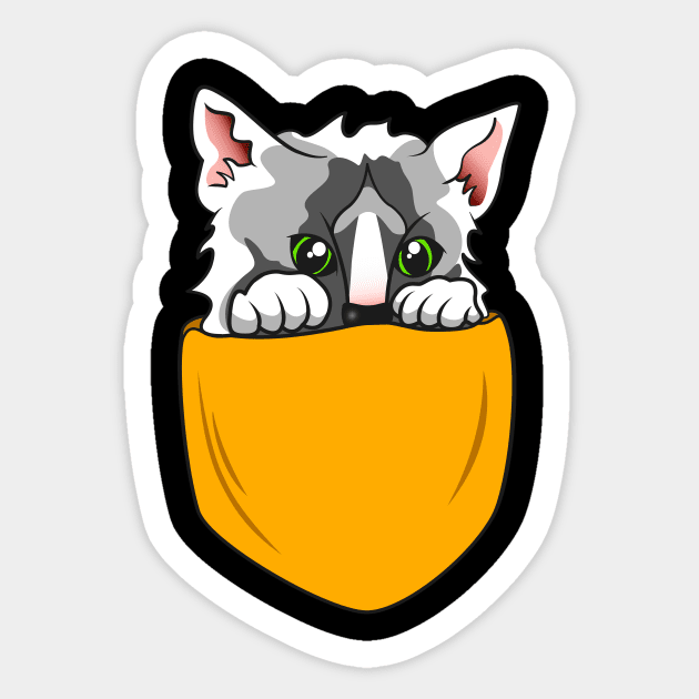 Cute Pocket Cat Kitty funny Chest Bag Sticker by Foxxy Merch